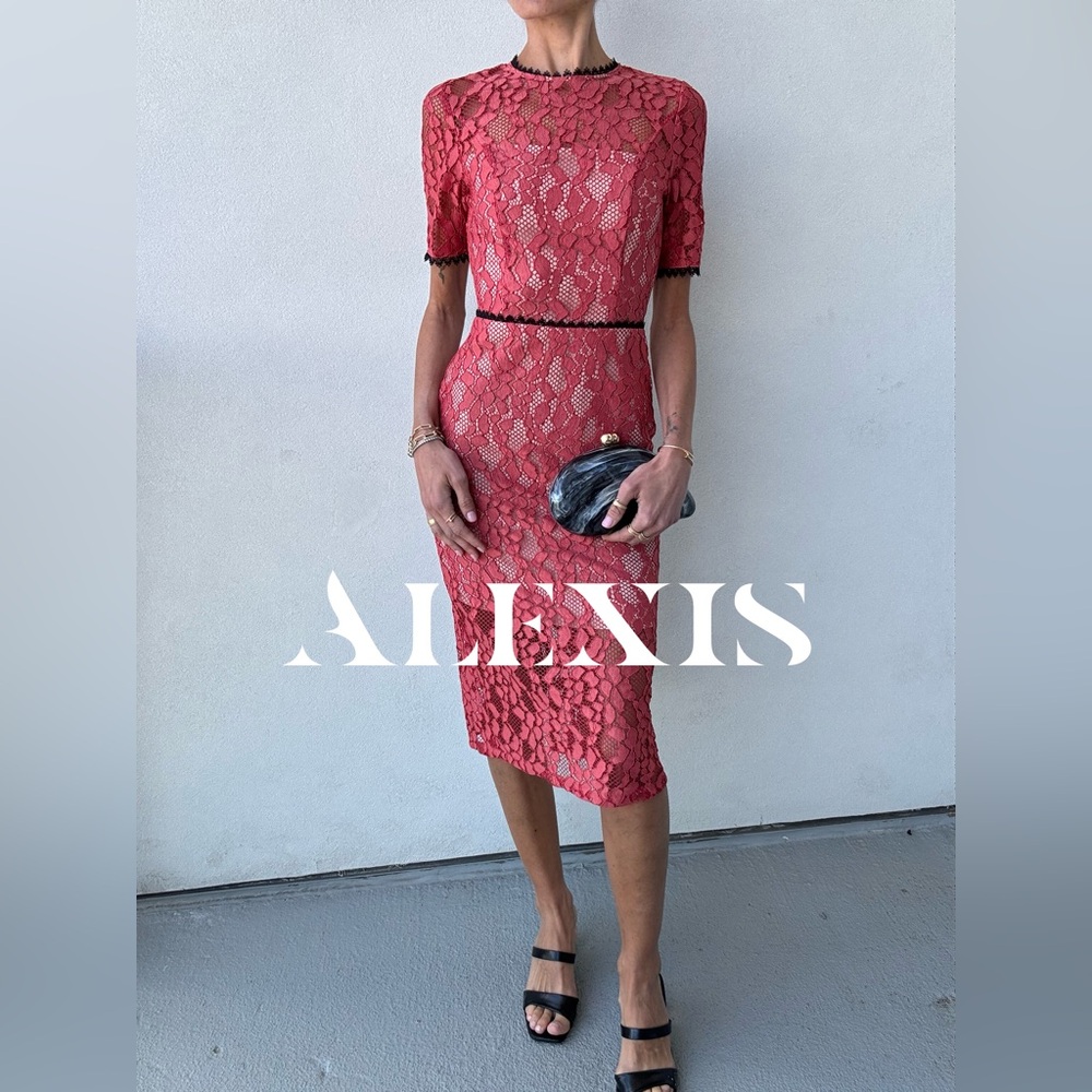 Alexis Elegant Red Lace midi Dress